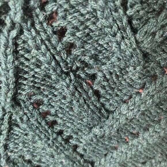 Jaeger Sweater Womens Small Green 100% Wool Cable Knit Crewneck Pullover Britain - Picture 7 of 10